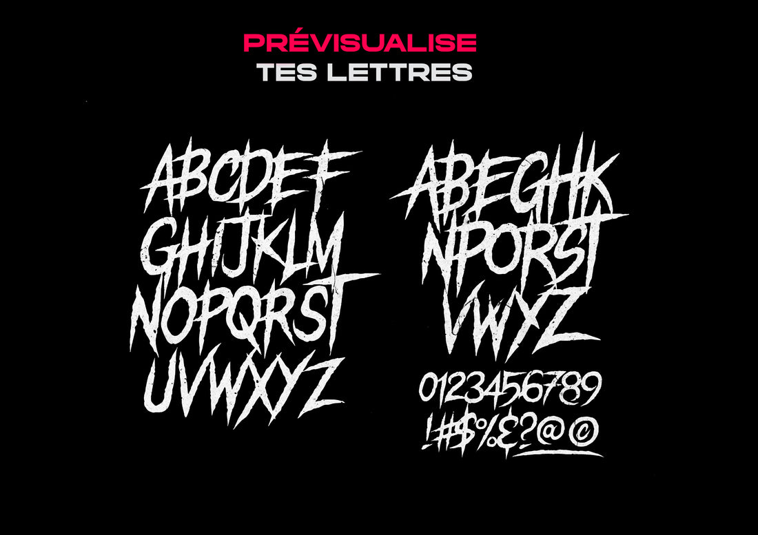 Alphabet et chiffres de la police Earthen Parasite pour sticker casque